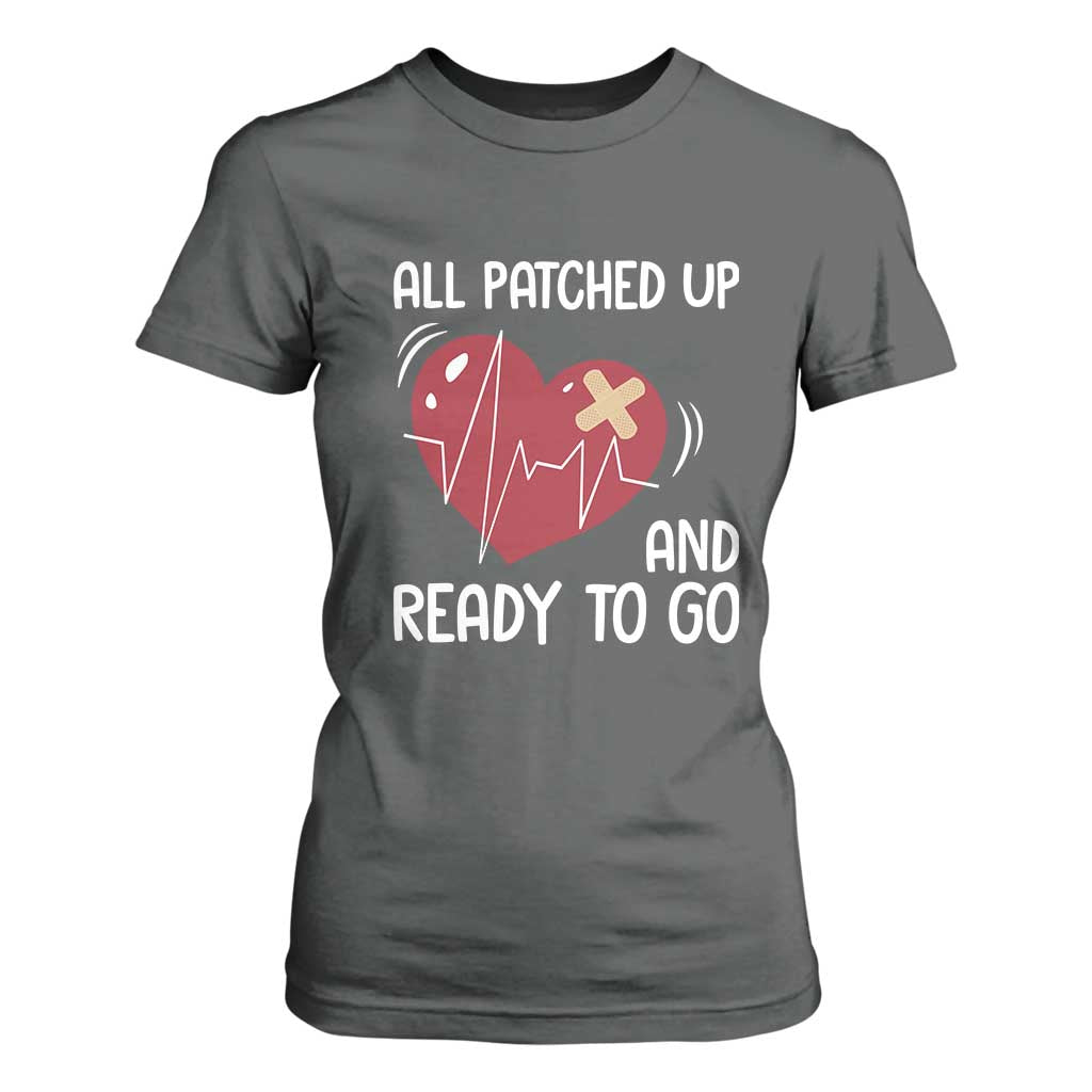 Funny Heart Surgery Recovery Survivor T Shirt For Women All Patched Up And Ready To Go CHD Support