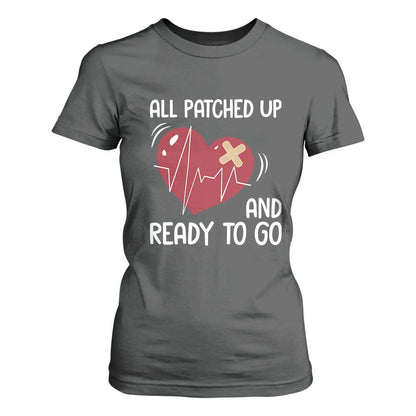 Funny Heart Surgery Recovery Survivor T Shirt For Women All Patched Up And Ready To Go CHD Support