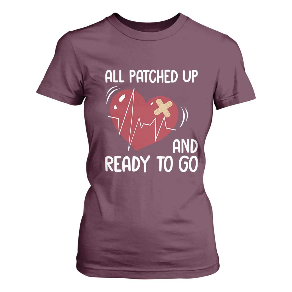 Funny Heart Surgery Recovery Survivor T Shirt For Women All Patched Up And Ready To Go CHD Support