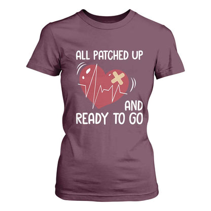Funny Heart Surgery Recovery Survivor T Shirt For Women All Patched Up And Ready To Go CHD Support
