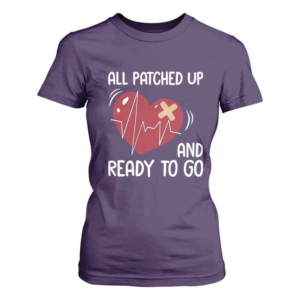 Funny Heart Surgery Recovery Survivor T Shirt For Women All Patched Up And Ready To Go CHD Support