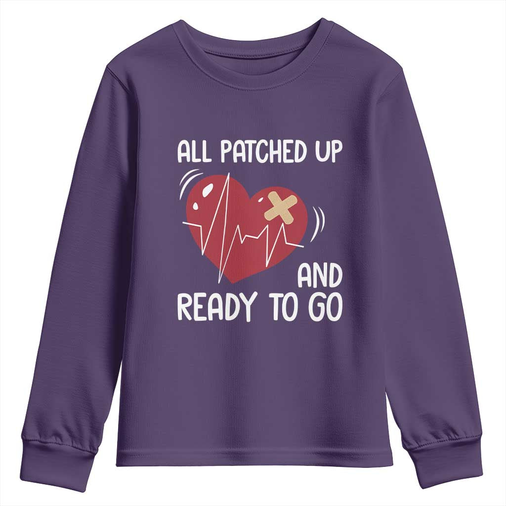 Funny Heart Surgery Recovery Survivor Youth Sweatshirt All Patched Up And Ready To Go CHD Support
