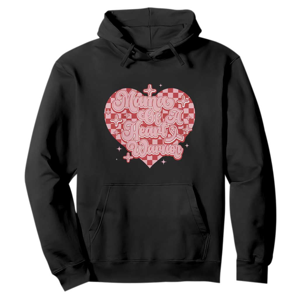Mama Of A Heart Warrior Hoodie CHD Support Retro Red Checkered Heart