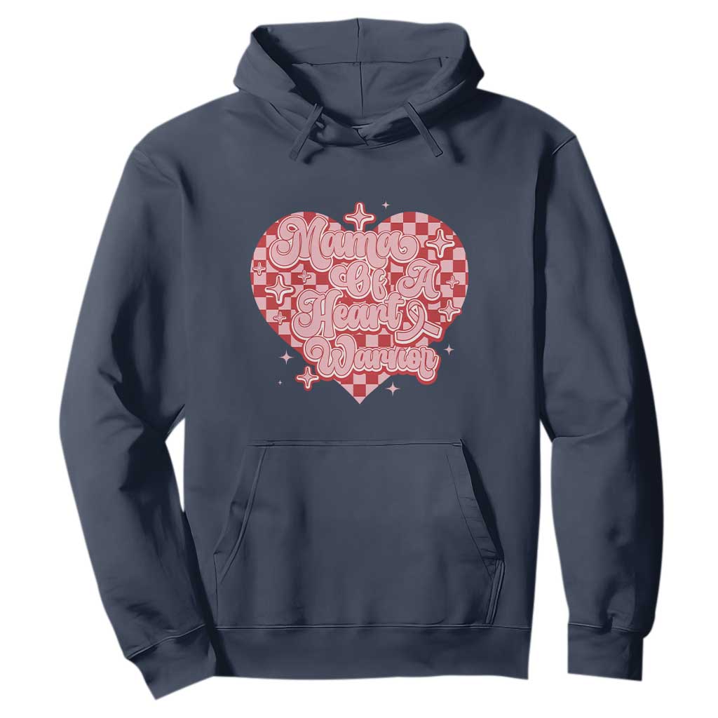 Mama Of A Heart Warrior Hoodie CHD Support Retro Red Checkered Heart