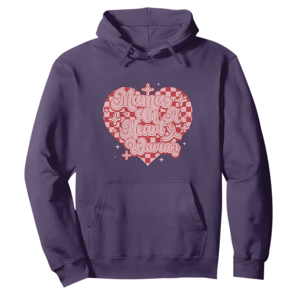 Mama Of A Heart Warrior Hoodie CHD Support Retro Red Checkered Heart