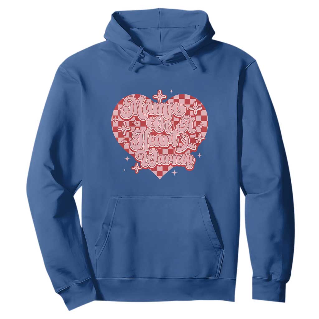Mama Of A Heart Warrior Hoodie CHD Support Retro Red Checkered Heart