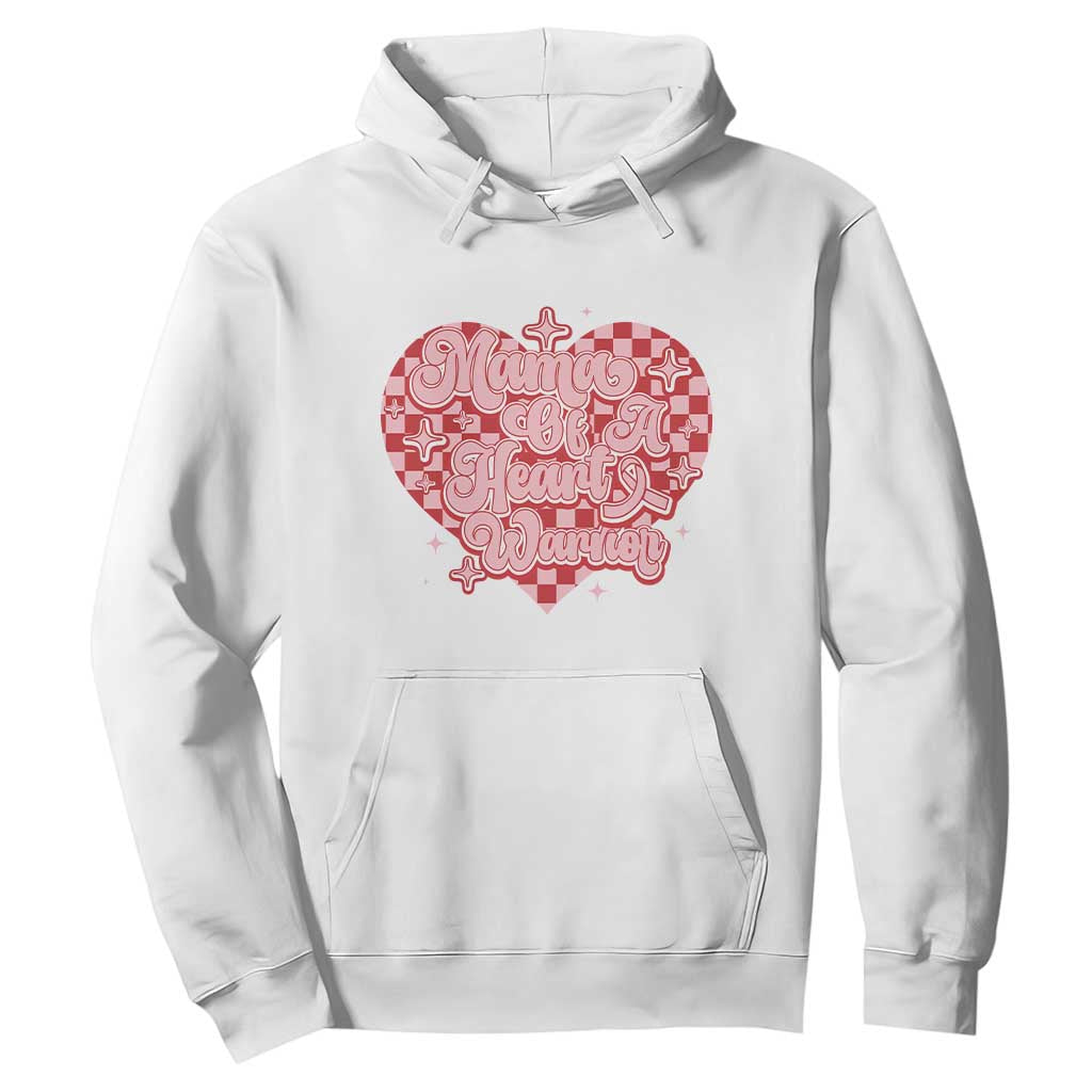 Mama Of A Heart Warrior Hoodie CHD Support Retro Red Checkered Heart