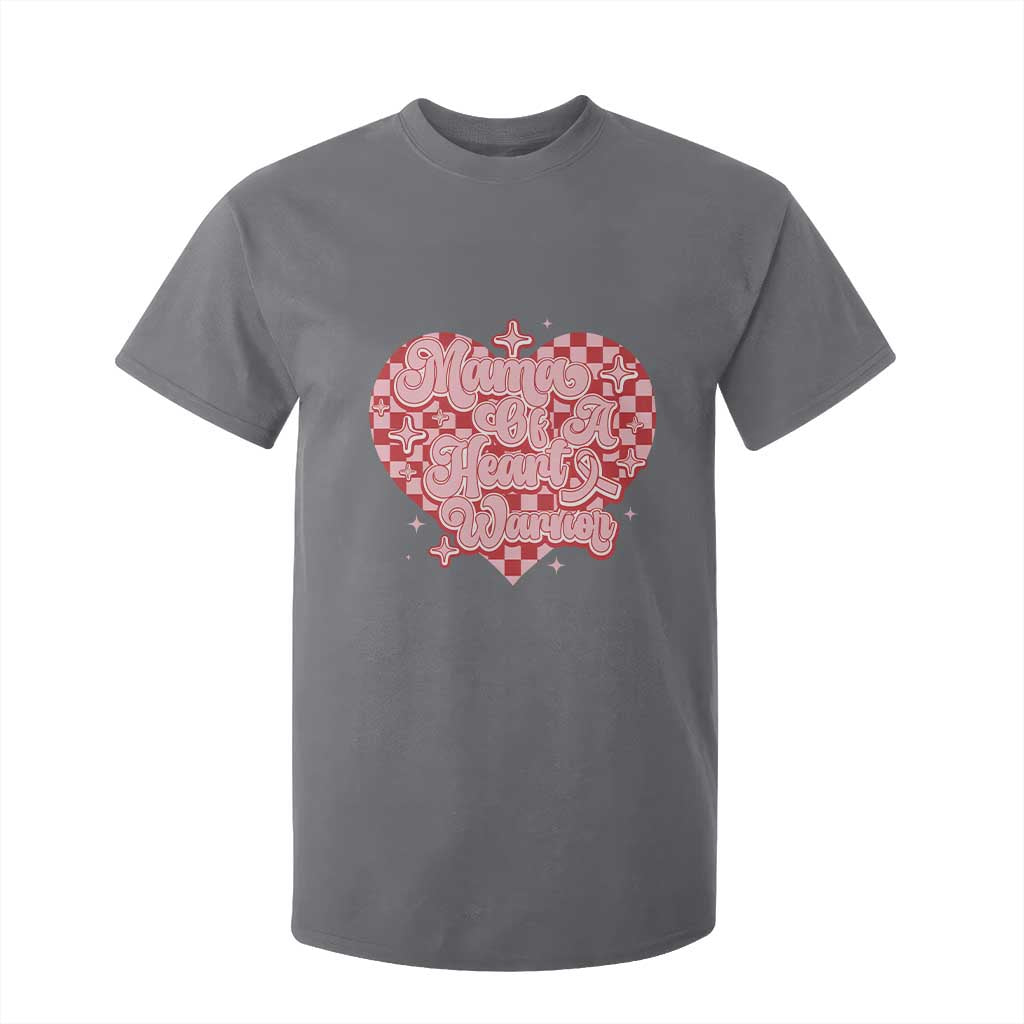 Mama Of A Heart Warrior T Shirt For Kid CHD Support Retro Red Checkered Heart