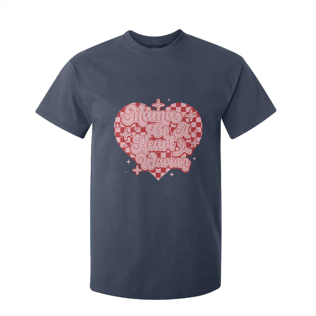 Mama Of A Heart Warrior T Shirt For Kid CHD Support Retro Red Checkered Heart