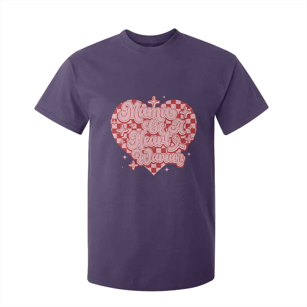 Mama Of A Heart Warrior T Shirt For Kid CHD Support Retro Red Checkered Heart