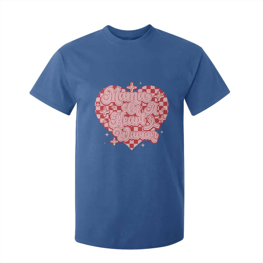 Mama Of A Heart Warrior T Shirt For Kid CHD Support Retro Red Checkered Heart