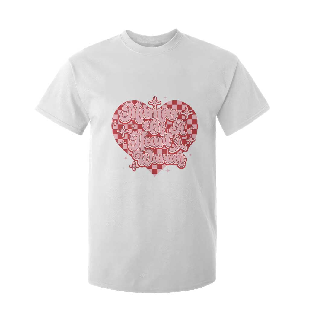 Mama Of A Heart Warrior T Shirt For Kid CHD Support Retro Red Checkered Heart