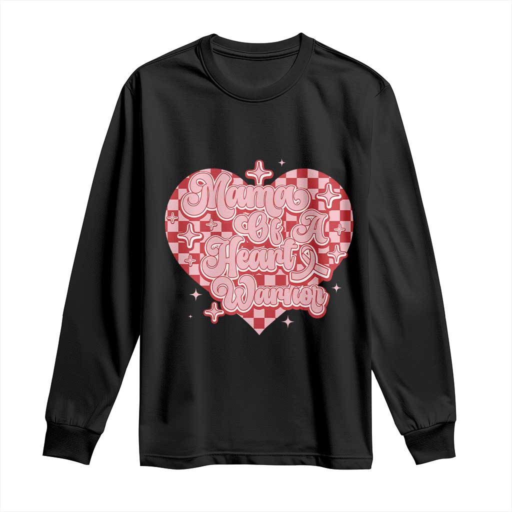 Mama Of A Heart Warrior Long Sleeve Shirt CHD Support Retro Red Checkered Heart