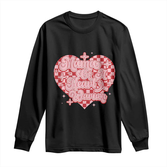 Mama Of A Heart Warrior Long Sleeve Shirt CHD Support Retro Red Checkered Heart