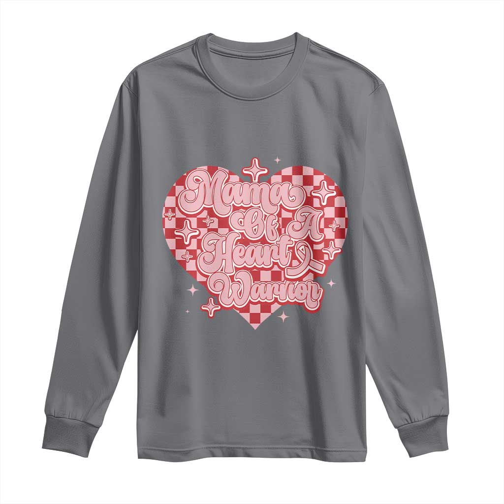Mama Of A Heart Warrior Long Sleeve Shirt CHD Support Retro Red Checkered Heart