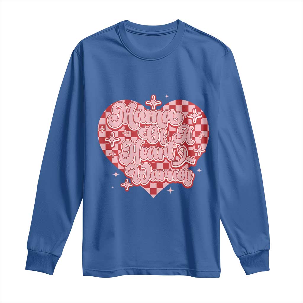 Mama Of A Heart Warrior Long Sleeve Shirt CHD Support Retro Red Checkered Heart