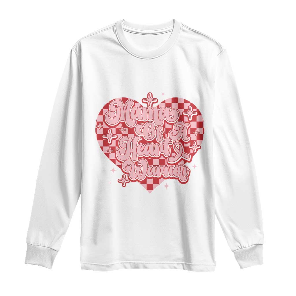 Mama Of A Heart Warrior Long Sleeve Shirt CHD Support Retro Red Checkered Heart