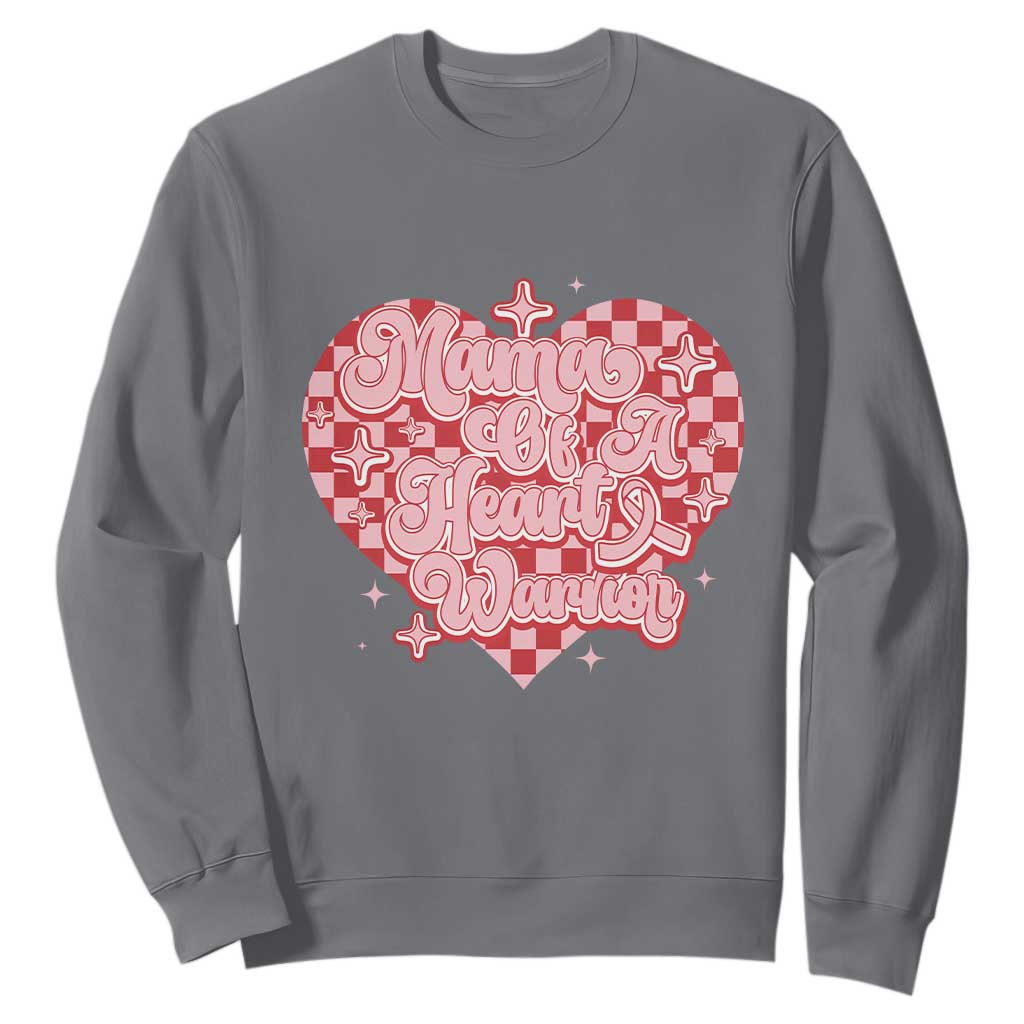 Mama Of A Heart Warrior Sweatshirt CHD Support Retro Red Checkered Heart