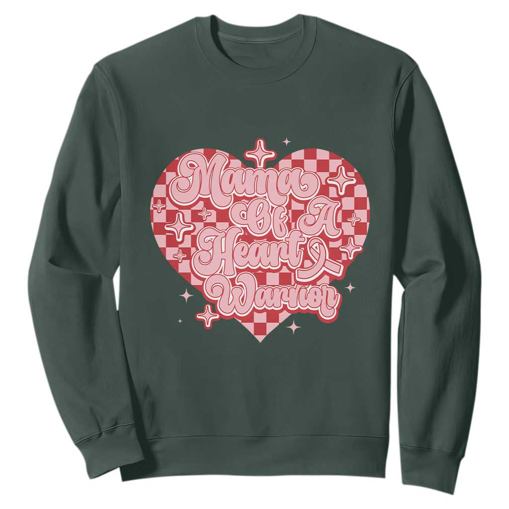 Mama Of A Heart Warrior Sweatshirt CHD Support Retro Red Checkered Heart