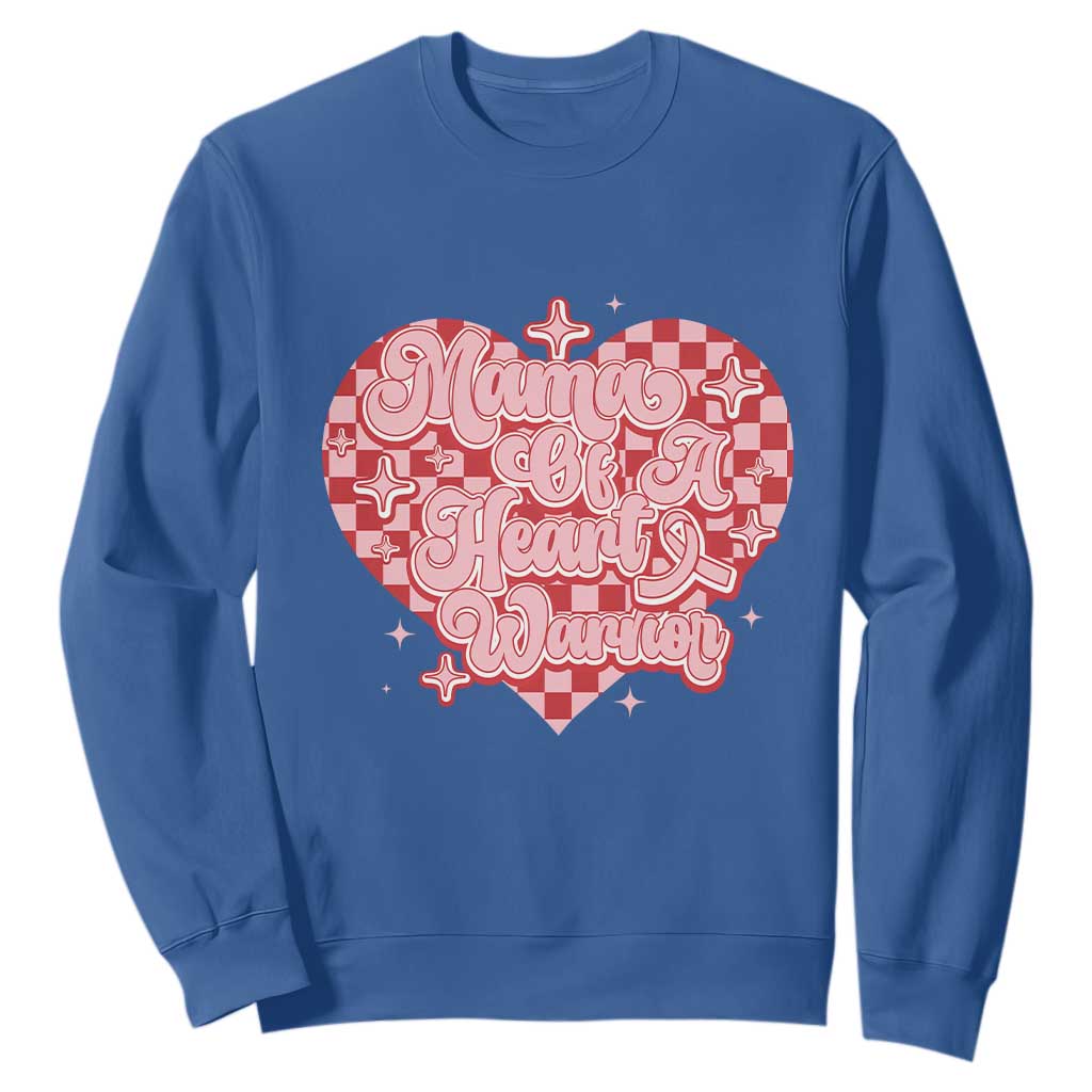 Mama Of A Heart Warrior Sweatshirt CHD Support Retro Red Checkered Heart