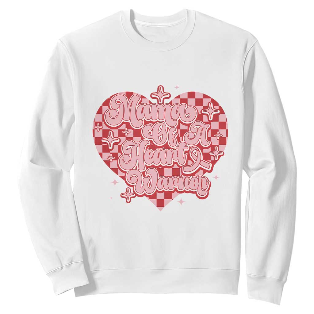 Mama Of A Heart Warrior Sweatshirt CHD Support Retro Red Checkered Heart