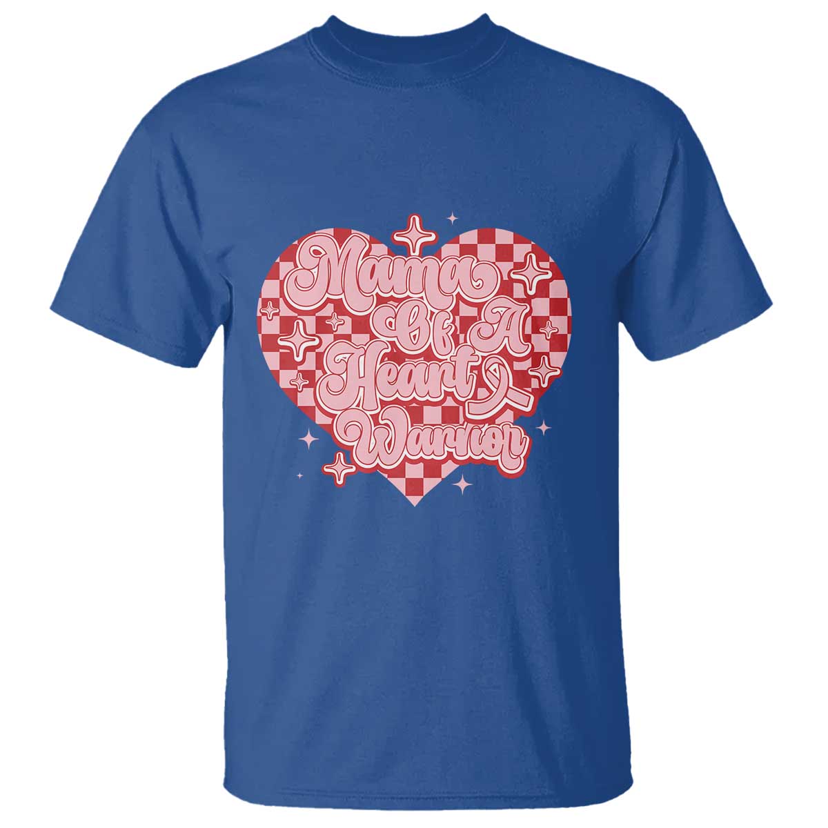 Mama Of A Heart Warrior T Shirt CHD Support Retro Red Checkered Heart
