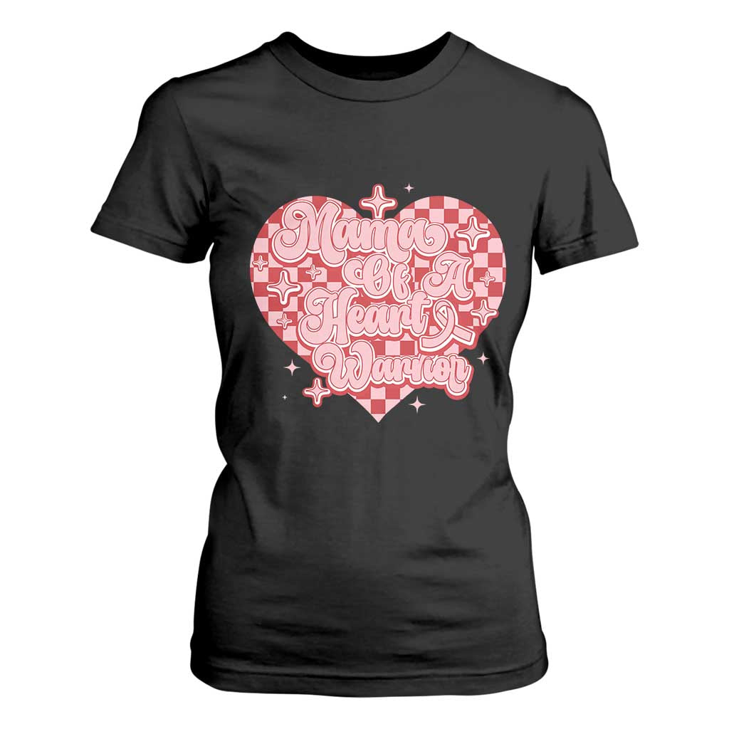 Mama Of A Heart Warrior T Shirt For Women CHD Support Retro Red Checkered Heart