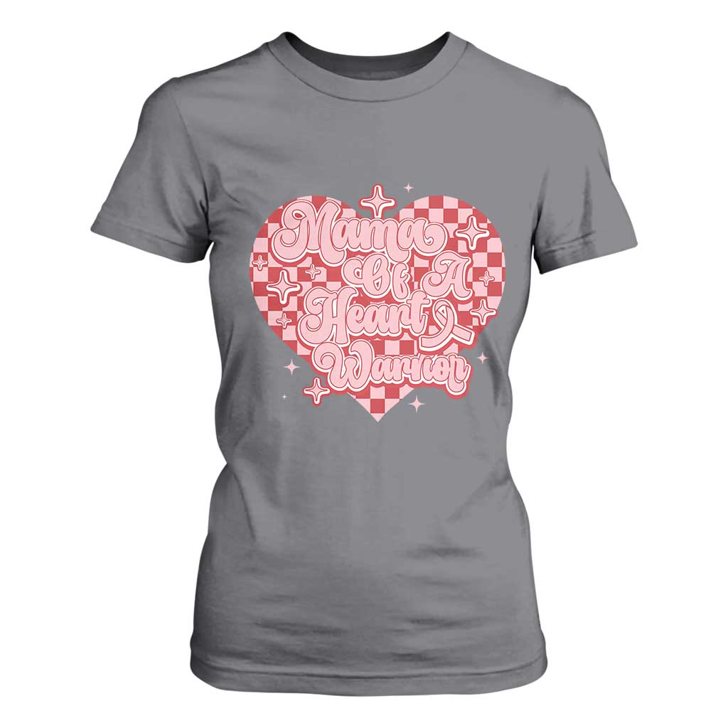 Mama Of A Heart Warrior T Shirt For Women CHD Support Retro Red Checkered Heart