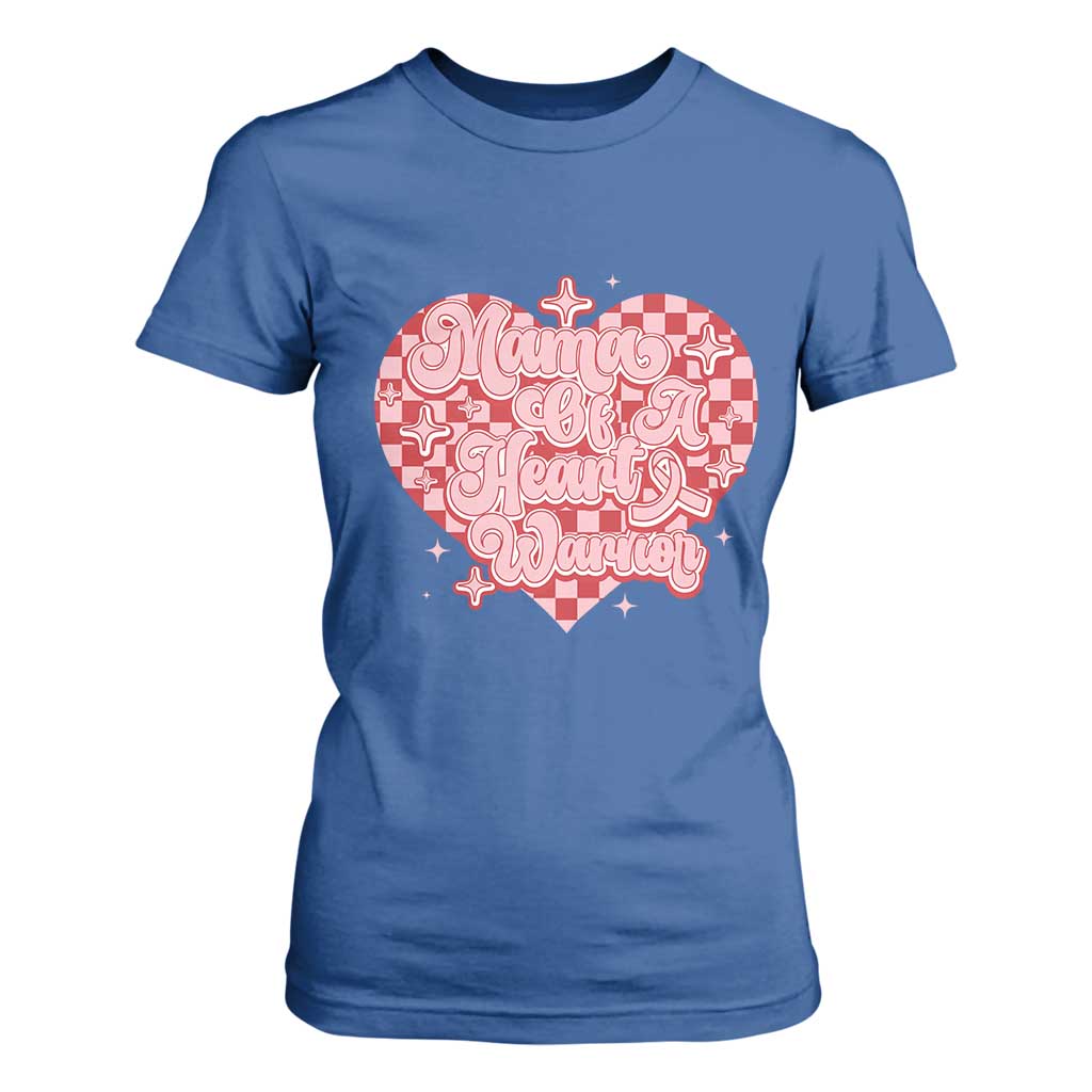 Mama Of A Heart Warrior T Shirt For Women CHD Support Retro Red Checkered Heart