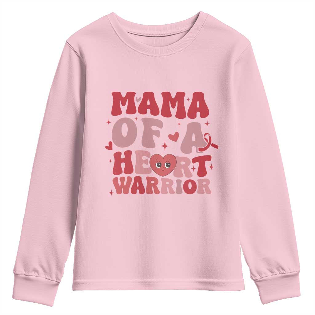 Mama Of A Heart Warrior Youth Sweatshirt Congenital Heart Disease CHD Support
