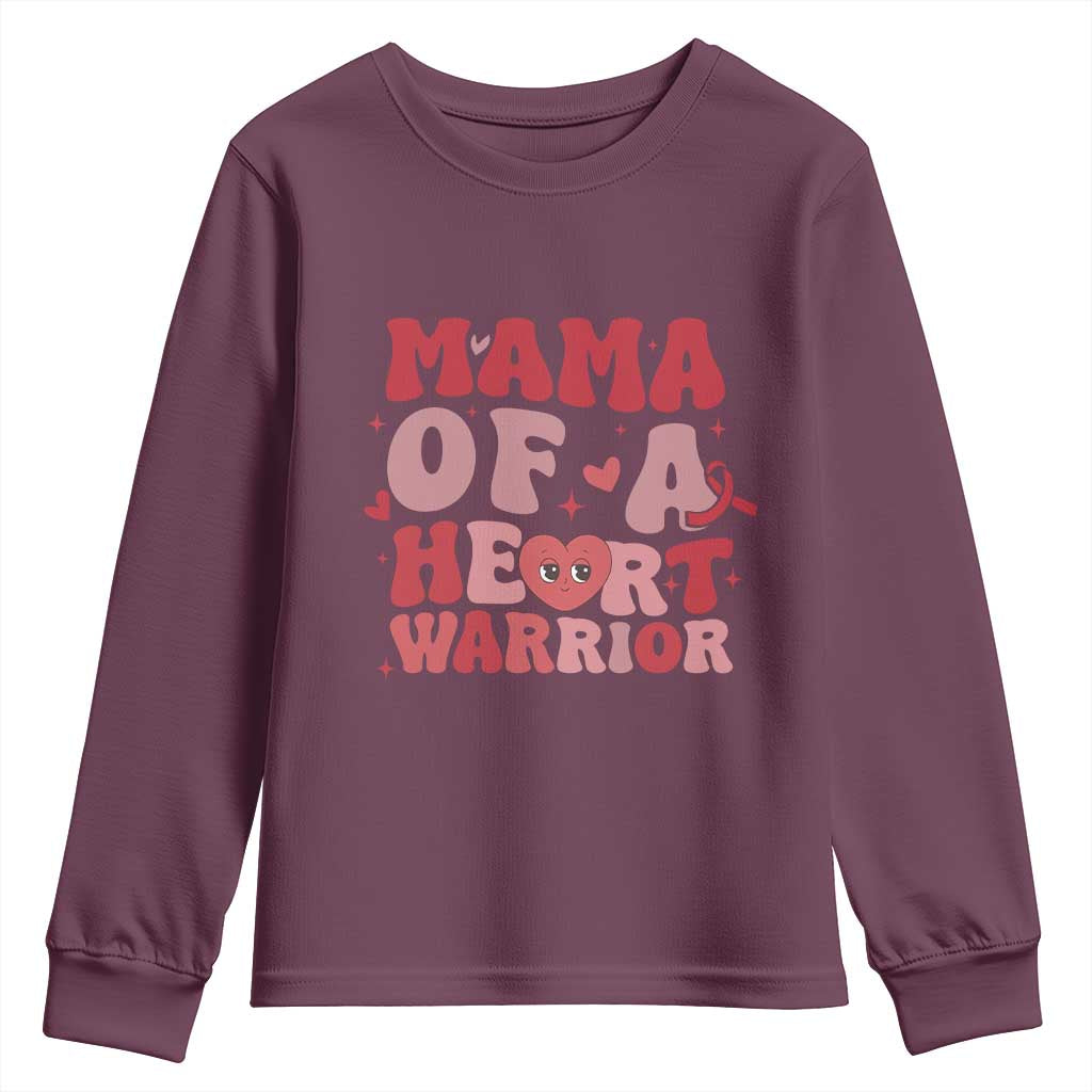 Mama Of A Heart Warrior Youth Sweatshirt Congenital Heart Disease CHD Support