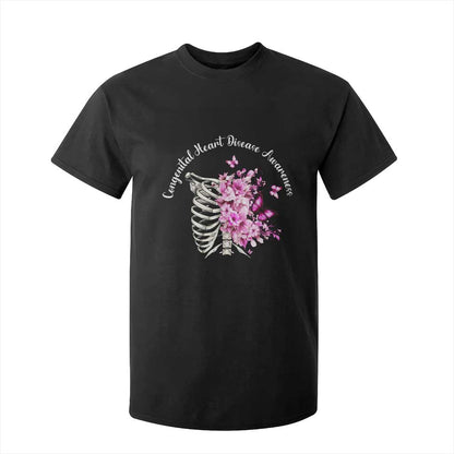 CHD Support T Shirt For Kid Congenital Heart Disease Support Floral Rib Cage
