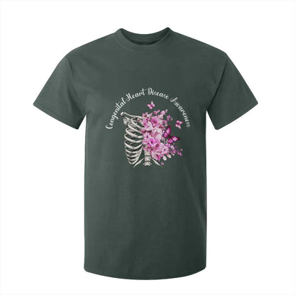 CHD Support T Shirt For Kid Congenital Heart Disease Support Floral Rib Cage