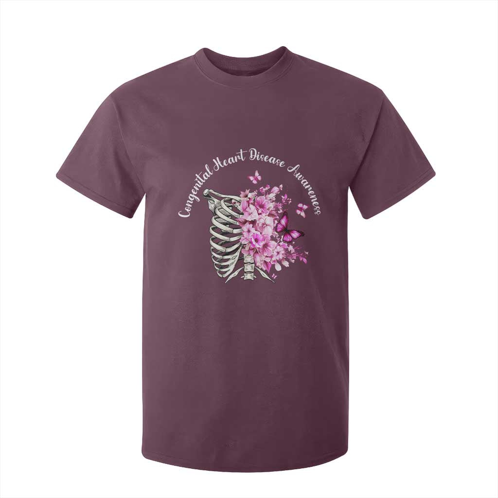CHD Support T Shirt For Kid Congenital Heart Disease Support Floral Rib Cage