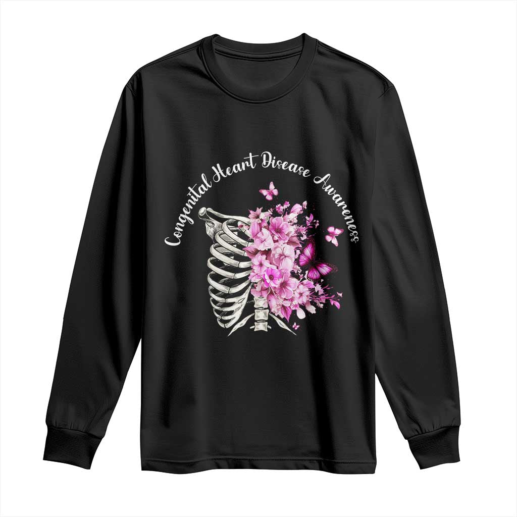 CHD Support Long Sleeve Shirt Congenital Heart Disease Support Floral Rib Cage