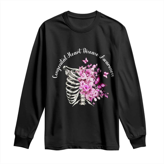 CHD Support Long Sleeve Shirt Congenital Heart Disease Support Floral Rib Cage