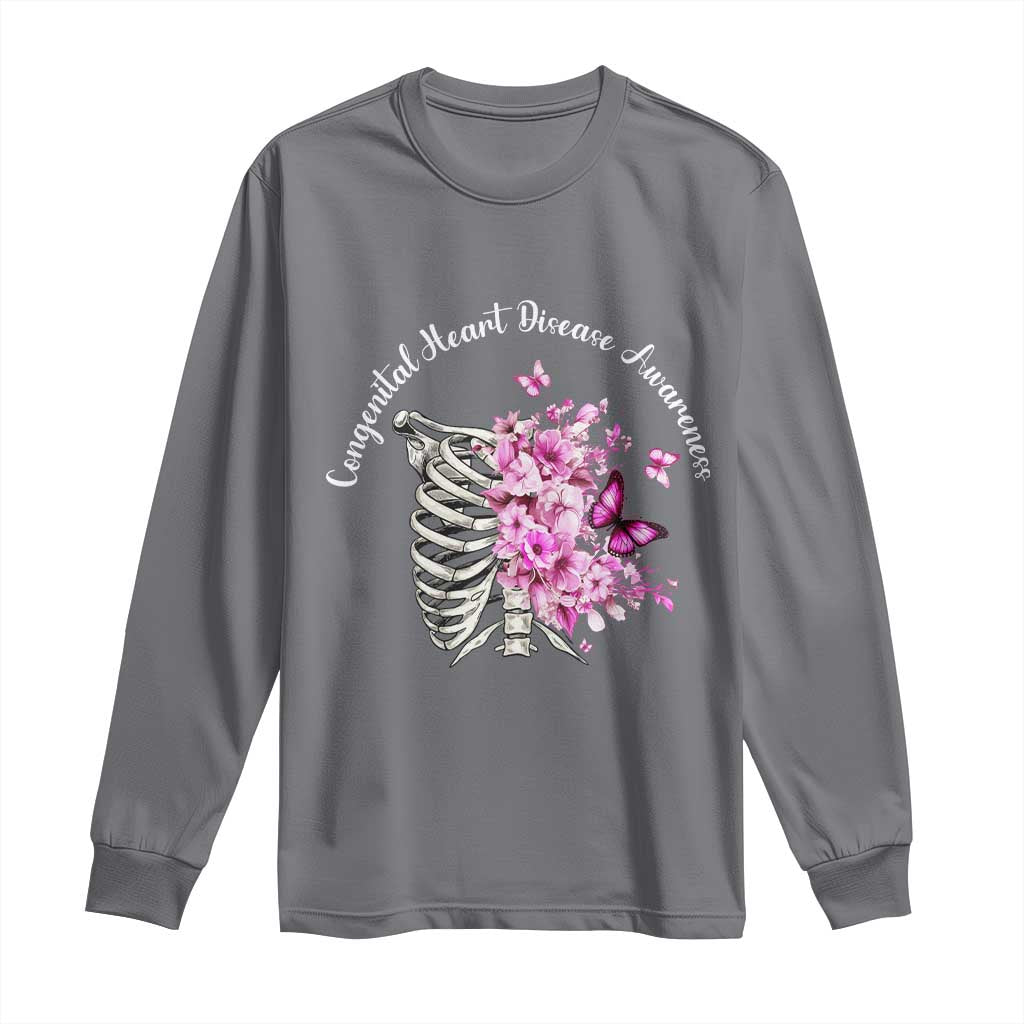 CHD Support Long Sleeve Shirt Congenital Heart Disease Support Floral Rib Cage