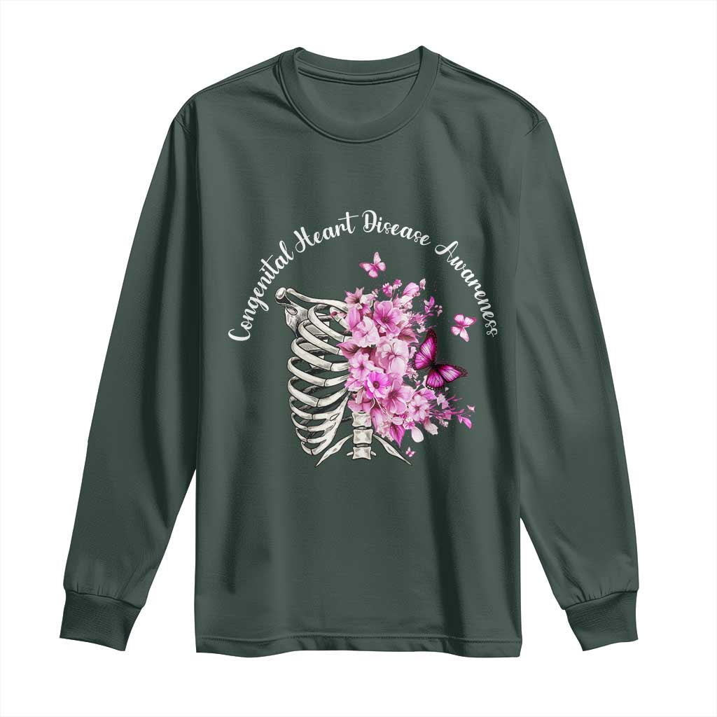 CHD Support Long Sleeve Shirt Congenital Heart Disease Support Floral Rib Cage