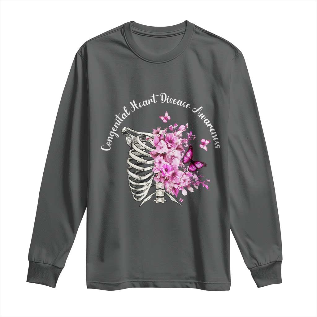 CHD Support Long Sleeve Shirt Congenital Heart Disease Support Floral Rib Cage