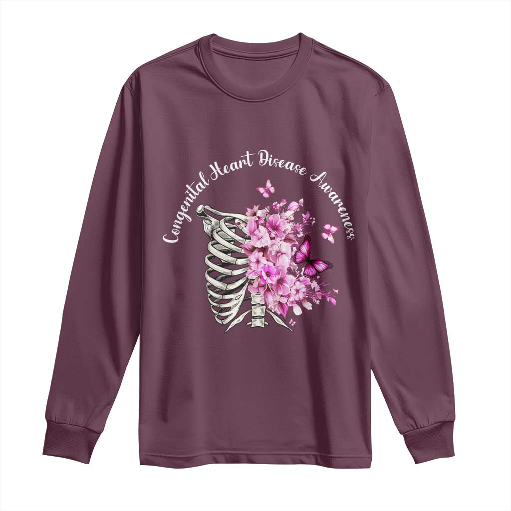 CHD Support Long Sleeve Shirt Congenital Heart Disease Support Floral Rib Cage