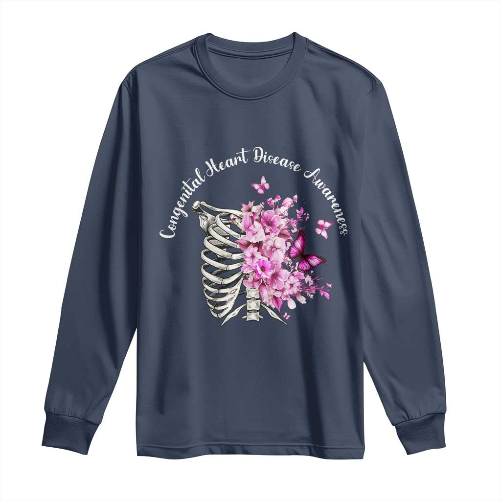 CHD Support Long Sleeve Shirt Congenital Heart Disease Support Floral Rib Cage