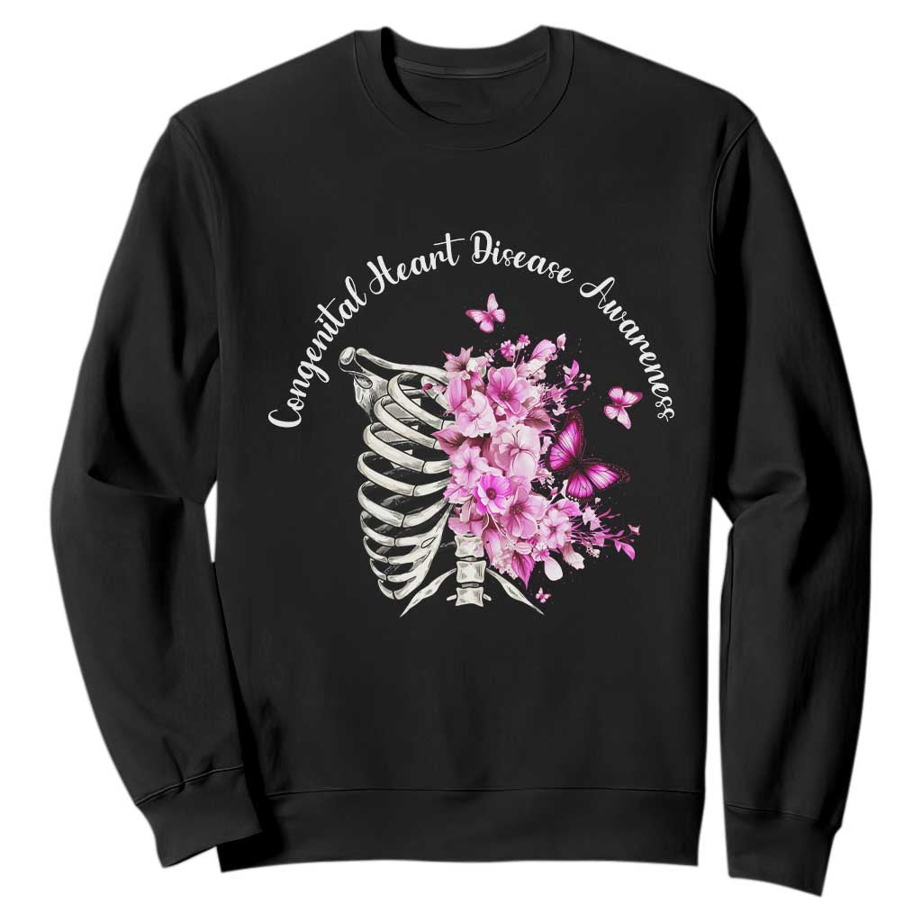 CHD Support Sweatshirt Congenital Heart Disease Support Floral Rib Cage