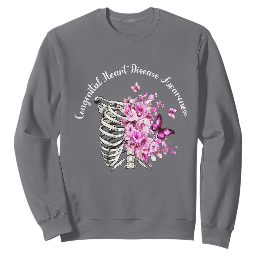 CHD Support Sweatshirt Congenital Heart Disease Support Floral Rib Cage