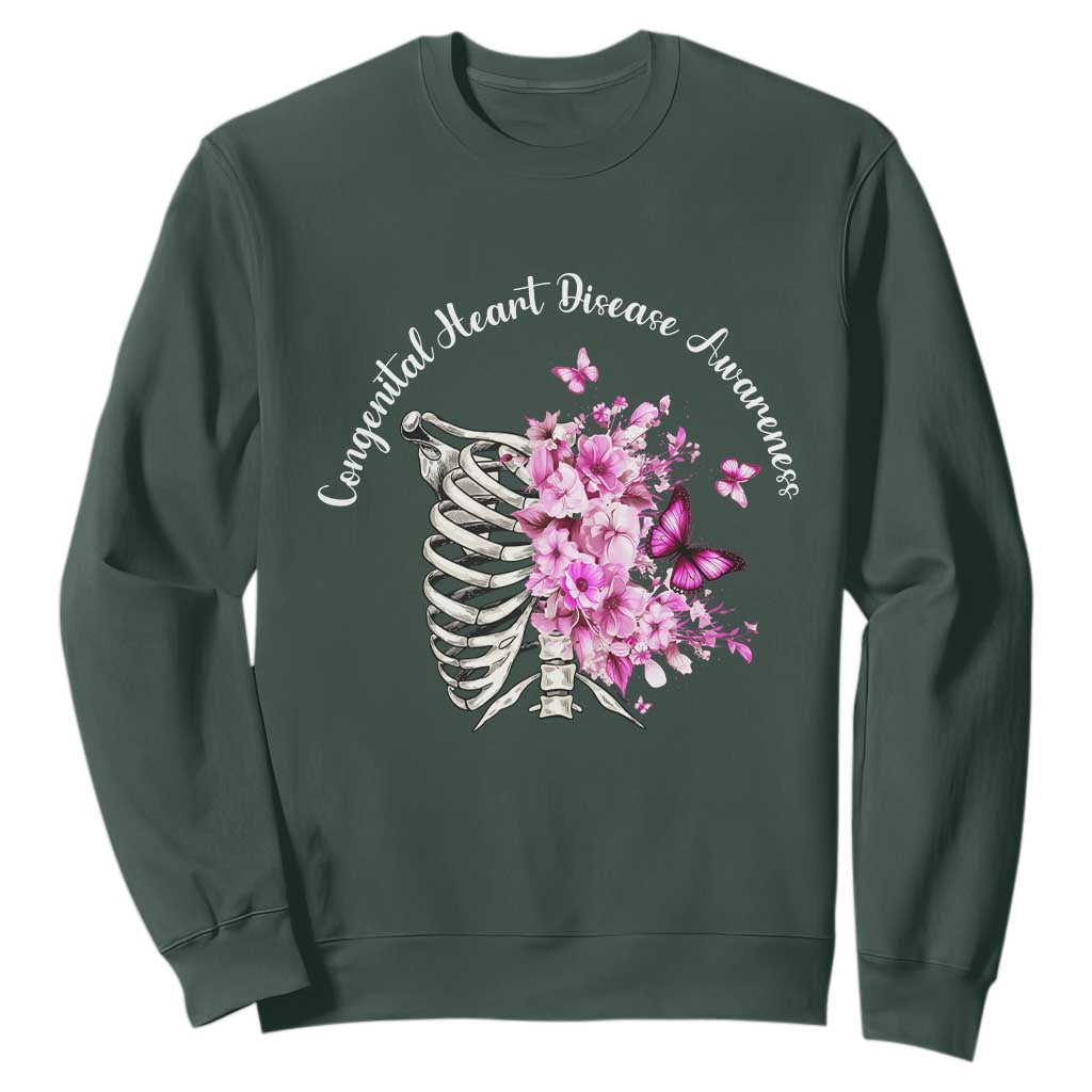 CHD Support Sweatshirt Congenital Heart Disease Support Floral Rib Cage