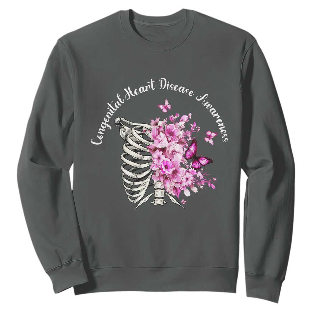 CHD Support Sweatshirt Congenital Heart Disease Support Floral Rib Cage