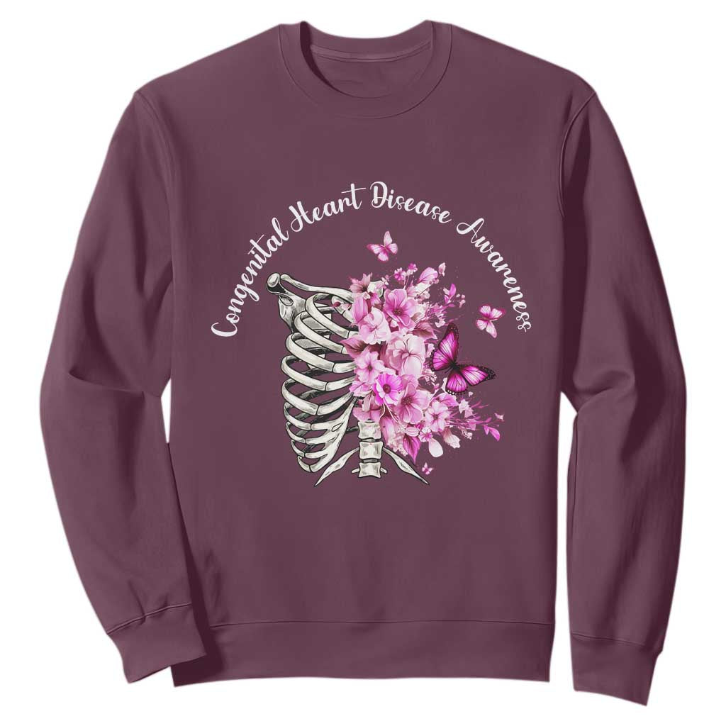 CHD Support Sweatshirt Congenital Heart Disease Support Floral Rib Cage