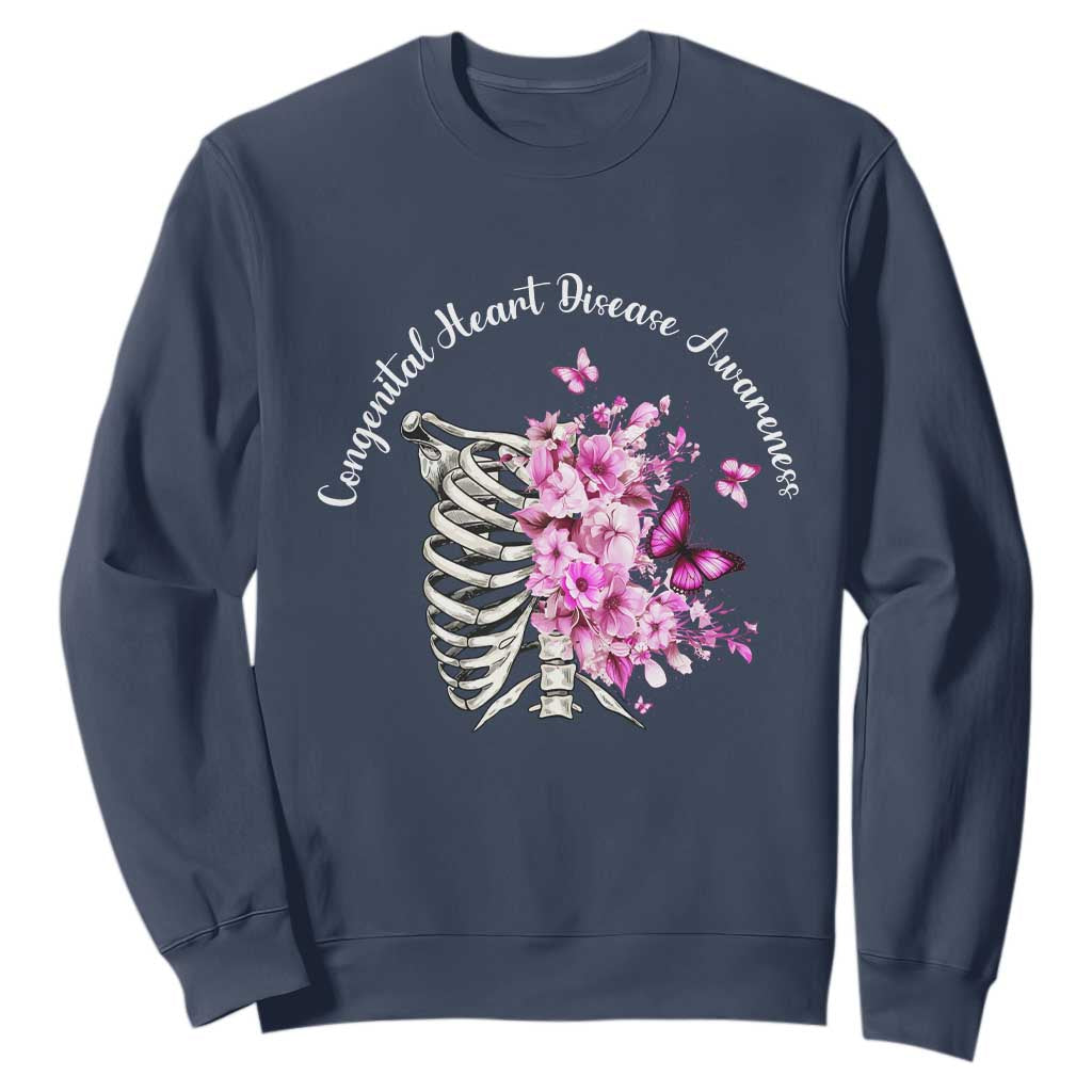 CHD Support Sweatshirt Congenital Heart Disease Support Floral Rib Cage