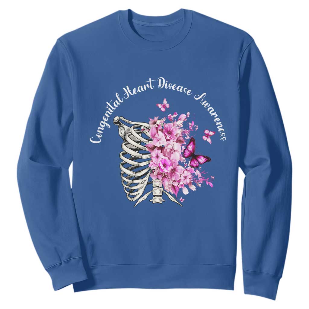 CHD Support Sweatshirt Congenital Heart Disease Support Floral Rib Cage