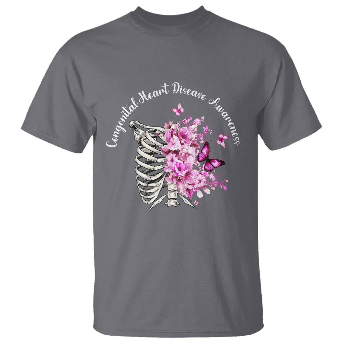 CHD Support T Shirt Congenital Heart Disease Support Floral Rib Cage