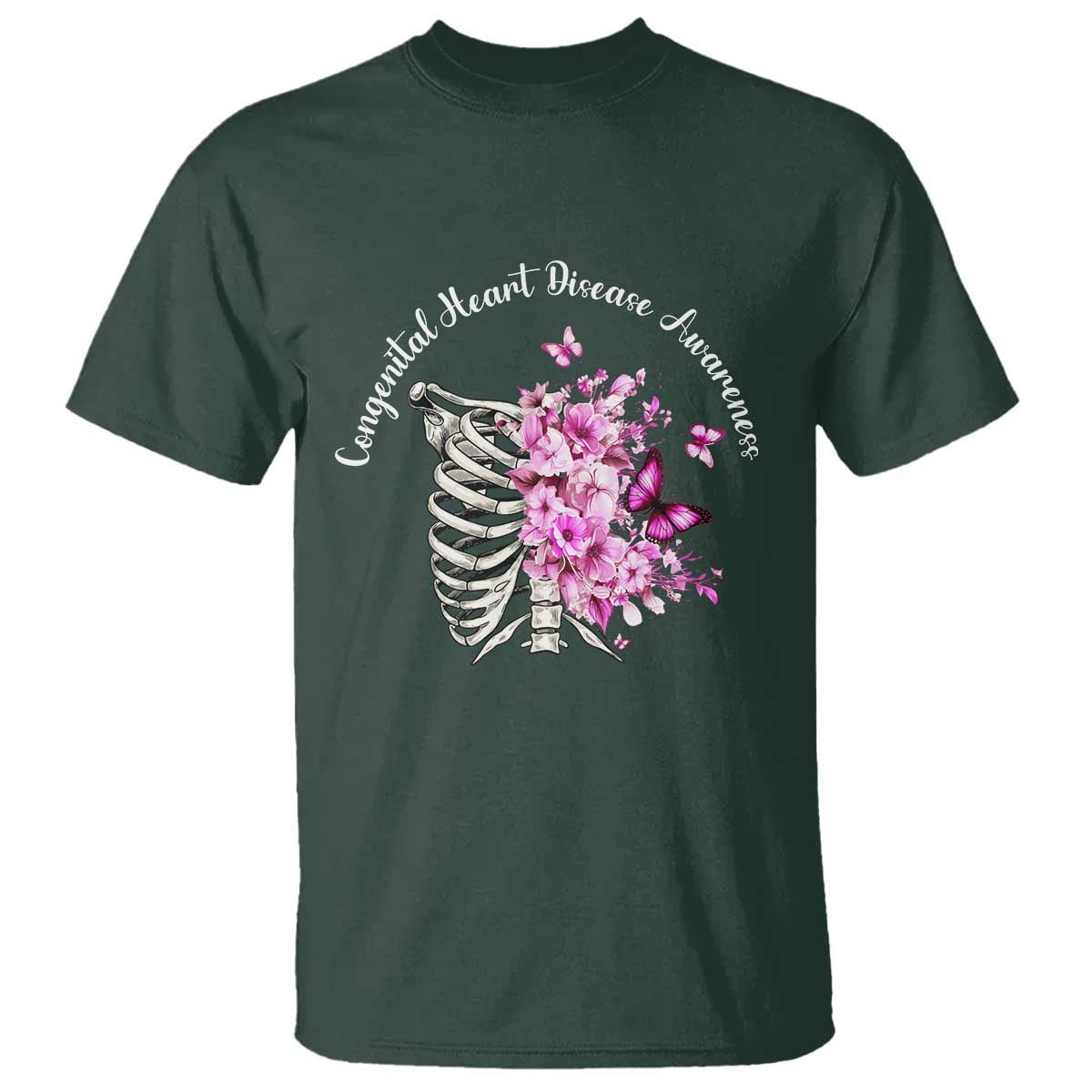 CHD Support T Shirt Congenital Heart Disease Support Floral Rib Cage